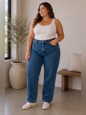 Bonjour Vintage Classic Blue Straight Leg Women's Jeans 80s Size 16 P Petite